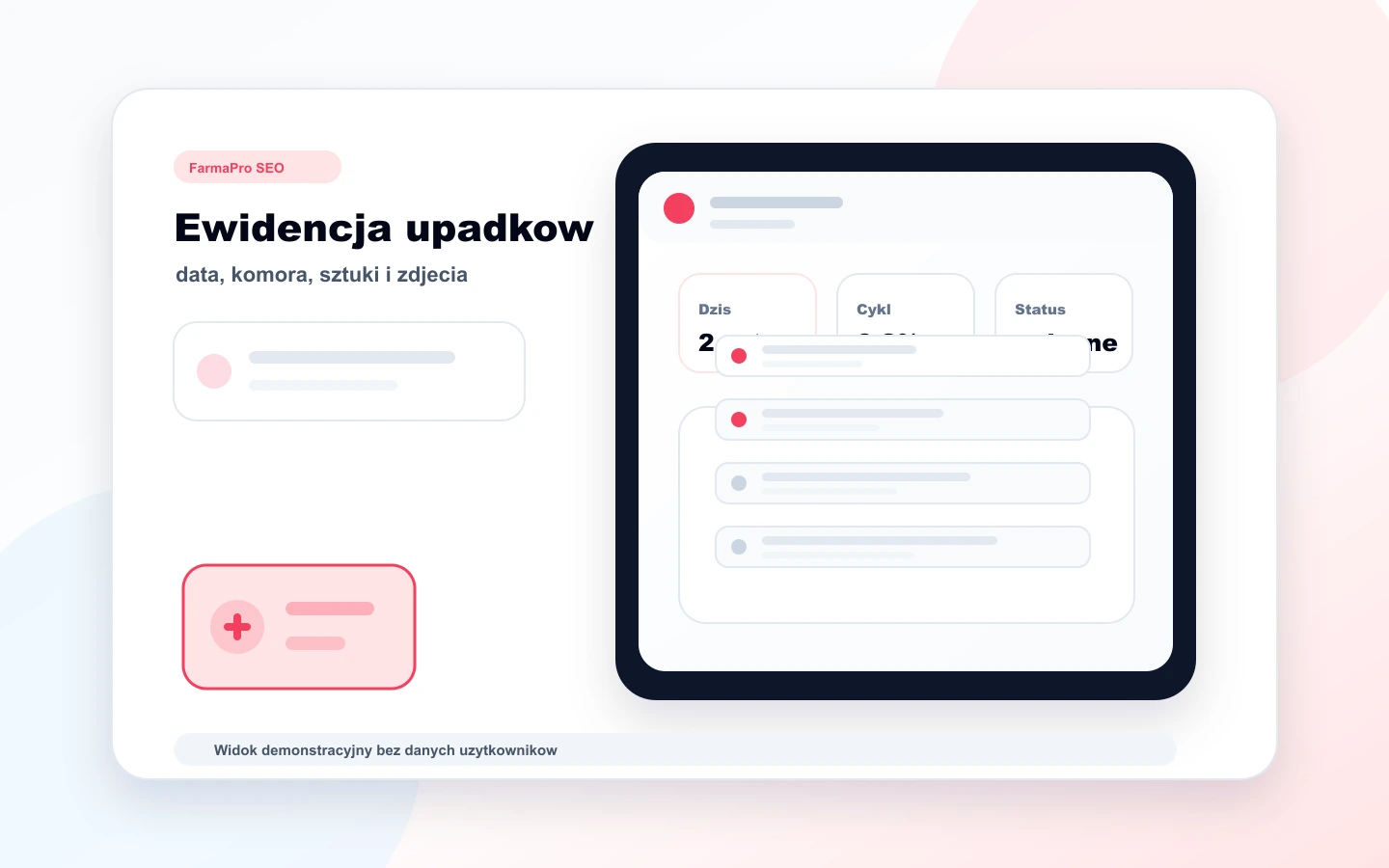 FarmaPro - ewidencja upadków trzody chlewnej z datą, komorą i zdjęciem
