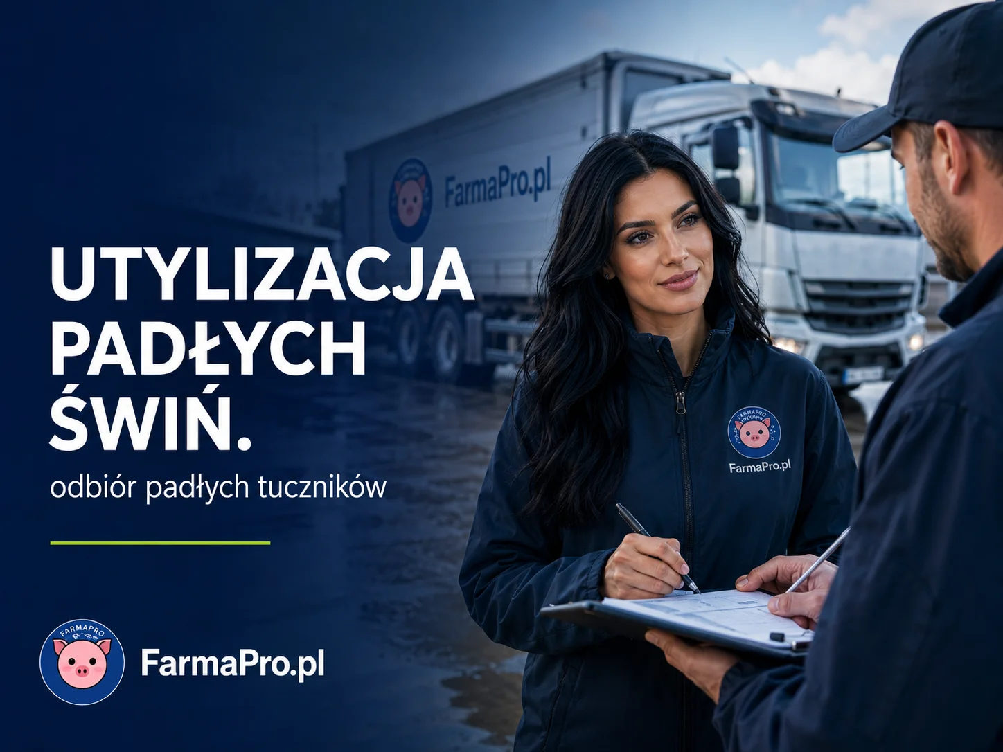 Odbiór i utylizacja padłych świń - dokument odbioru przy ciężarówce na fermie trzody